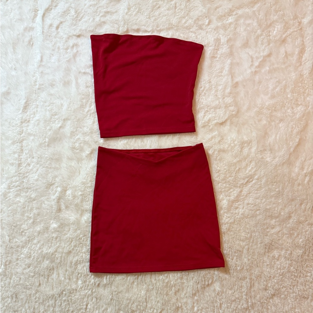 Red Women's Tube top & Skirt